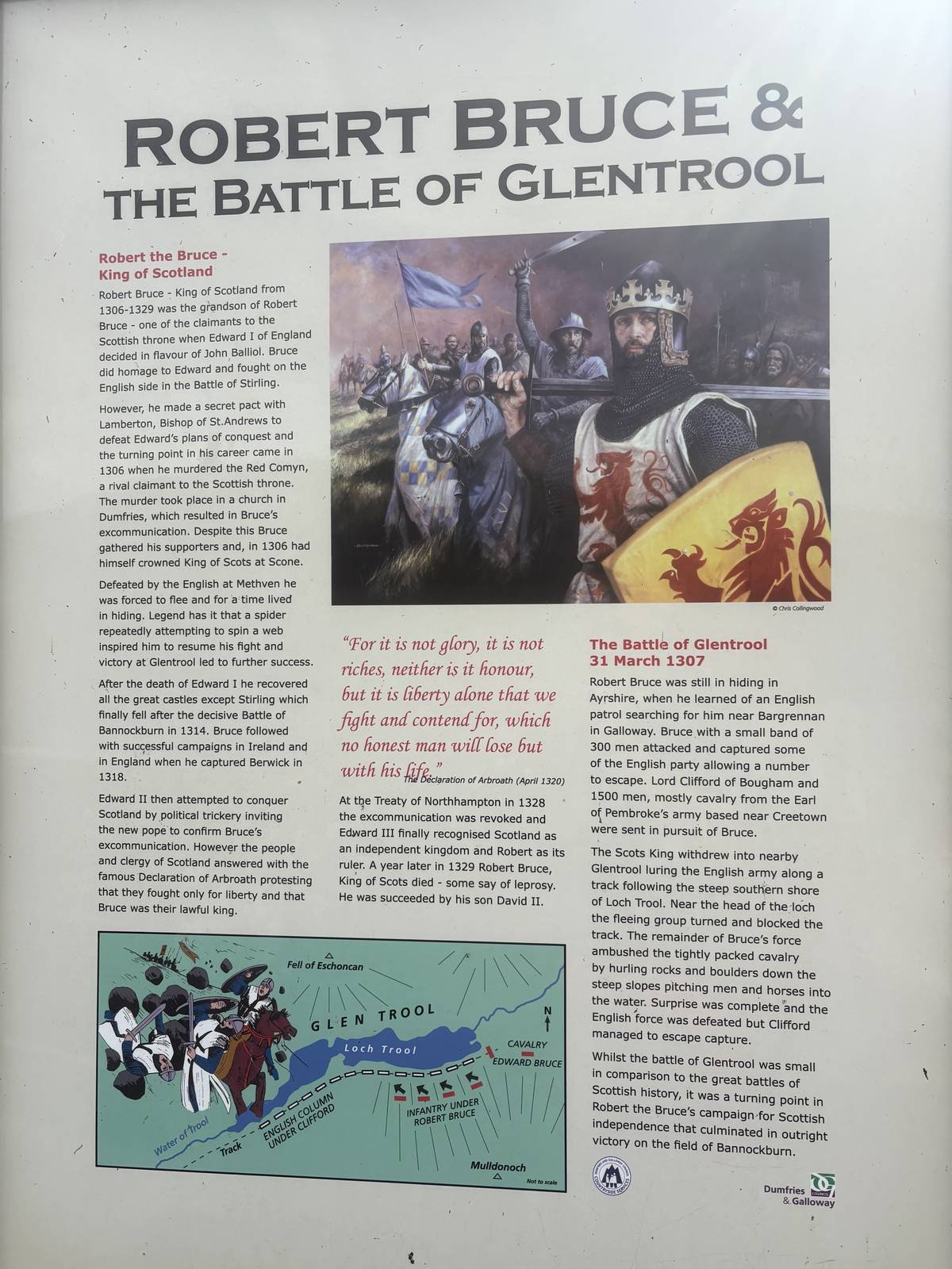 Information sign about the Battle of Glen Trool